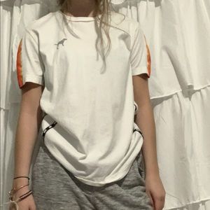 VS Pink White Tee with Rainbow Sleeves and Sequins